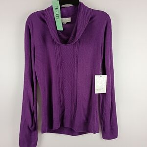 NWT Beautiful Warm Purple Sweater Caroline Taylor Petite Long Sleeve Cowl Neck